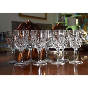 Set of 8 Gorham Crystal King Edward Clarets / Wine Glasses - 6” Tall